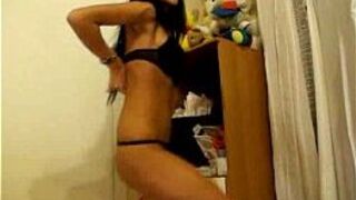 Sexy latina dancing and striping porn video